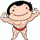 筋肉をみせるボディビルダーのイラスト