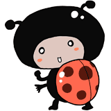 振り返るテントウムシのイラスト