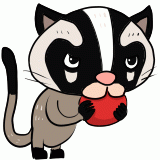 りんごを食べるハクビシンのイラスト