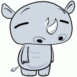 眠そうなサイのイラスト
