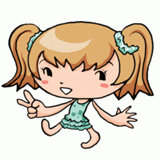ピースする水着の女の子のイラスト