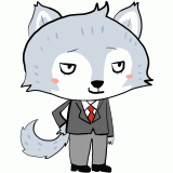 困り笑いのオオカミのイラスト