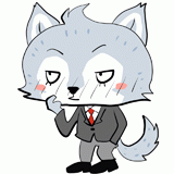 照れるオオカミのイラスト