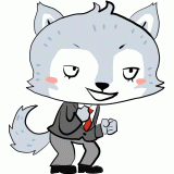 励ますオオカミのイラスト