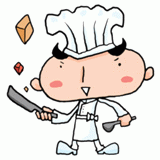 フライパンを持つコックのイラスト