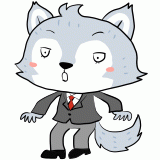 驚くオオカミのイラスト