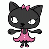 リボンをつけた黒猫のイラスト