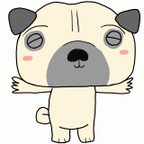 嬉しそうなパグのイラスト