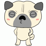 不満そうなパグのイラスト
