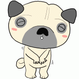 照れるパグのイラスト