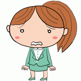嫌がるスーツの女性のイラスト