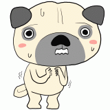 怖がるパグのイラスト