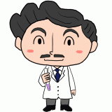 白衣の野口英世のイラスト