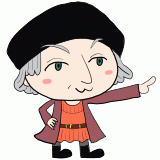 指差すコロンブスのイラスト