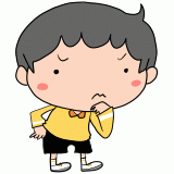 疑っている男の子のイラスト