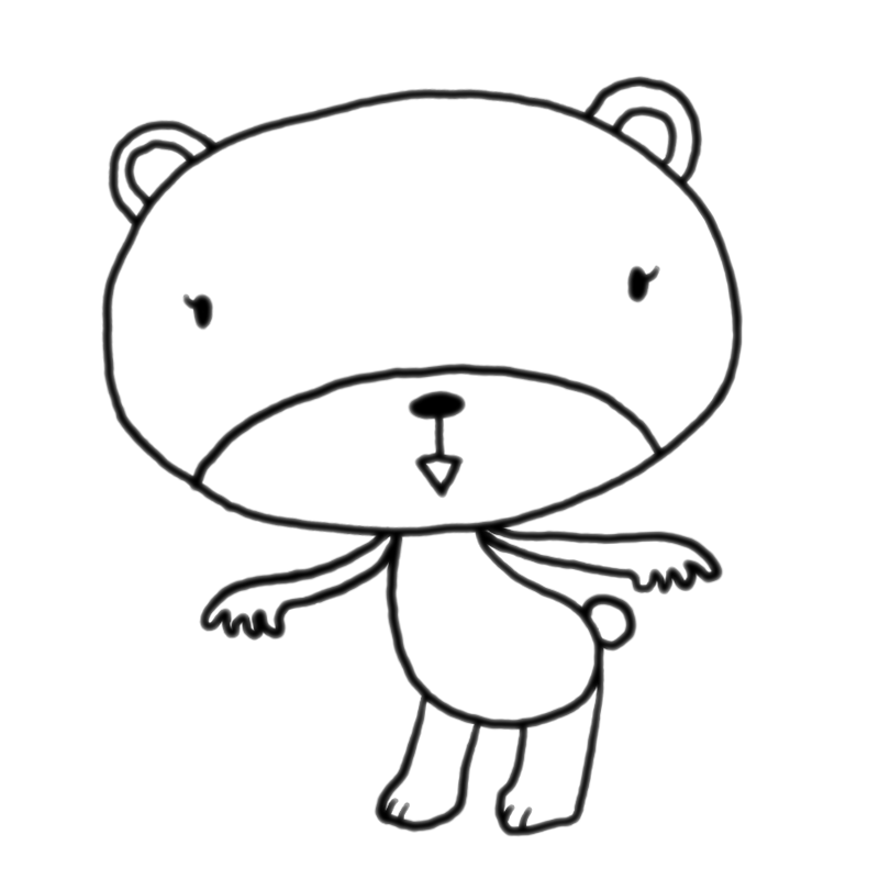 微笑む熊のかわいいぬり絵