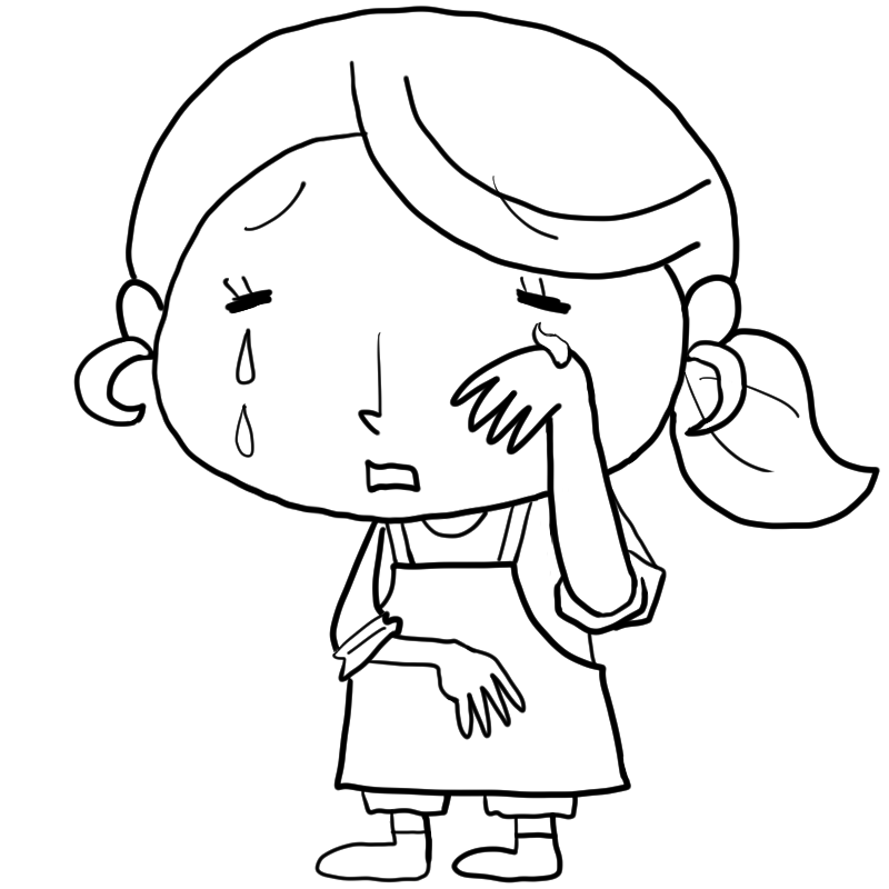 泣く新米ママのかわいいぬり絵