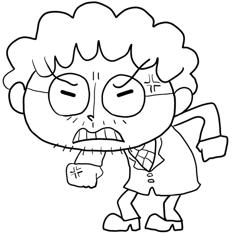 怒りを発散する科学者のかわいいぬり絵