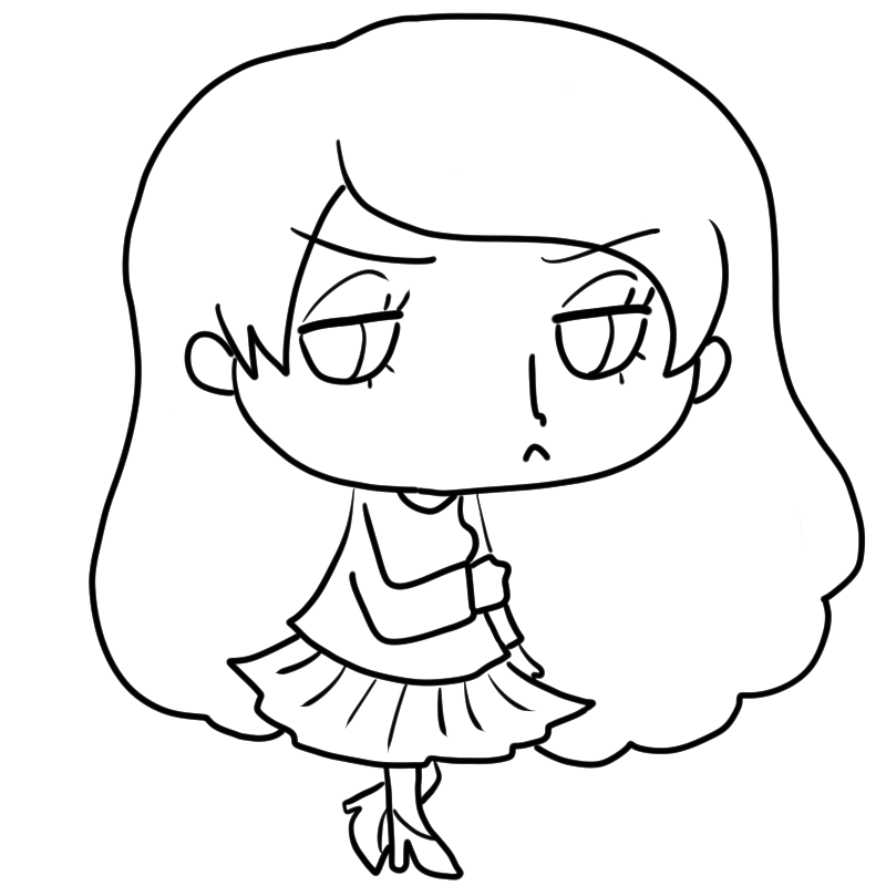 軽蔑の眼差しの美女のかわいいぬり絵