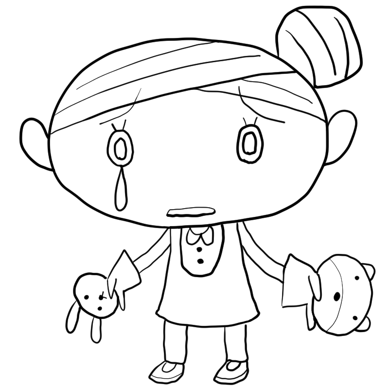 泣く保育士のかわいいぬり絵