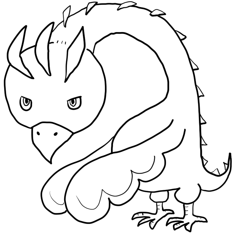 空を飛びそうなモンスターのかわいいぬり絵