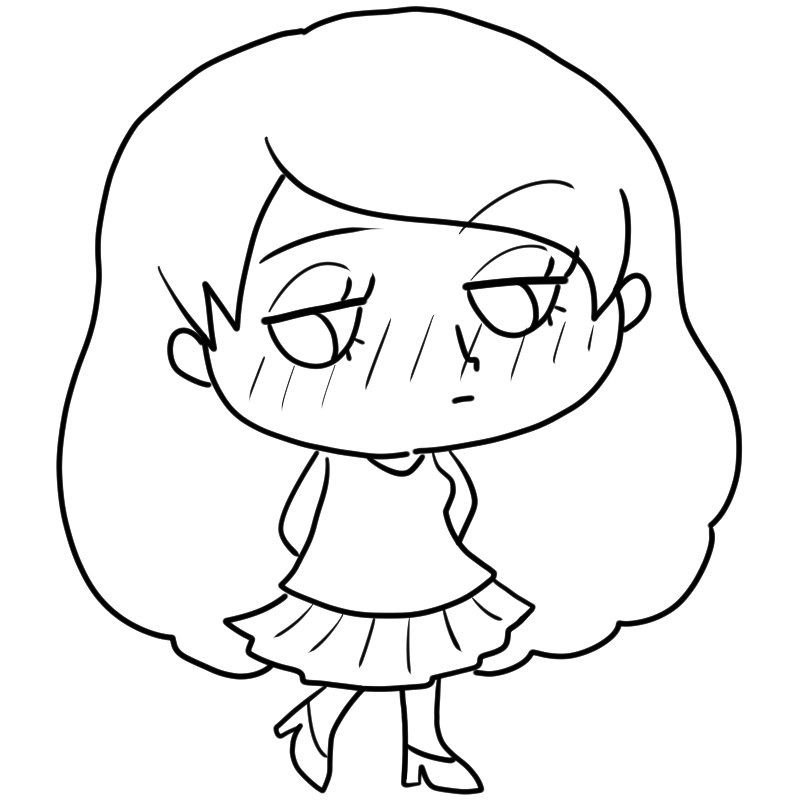 照れる美女のかわいいぬり絵