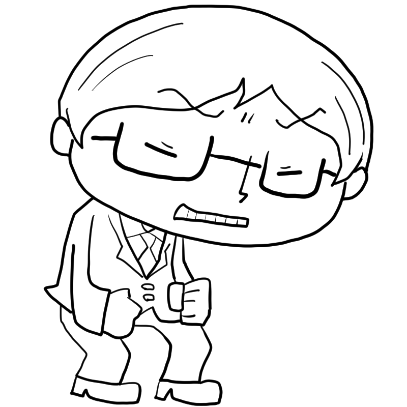 悔しそうなメガネ男子のかわいいぬり絵