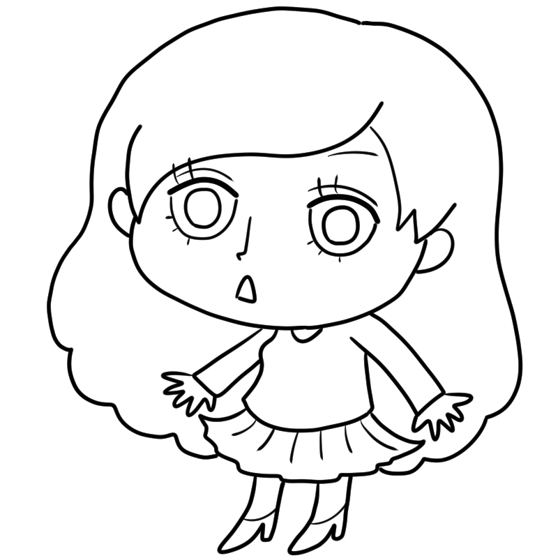 驚く美女のかわいいぬり絵