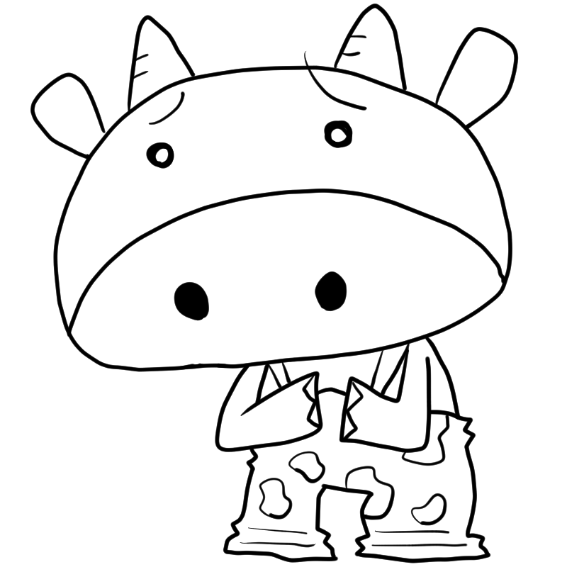 困る牛のかわいいぬり絵