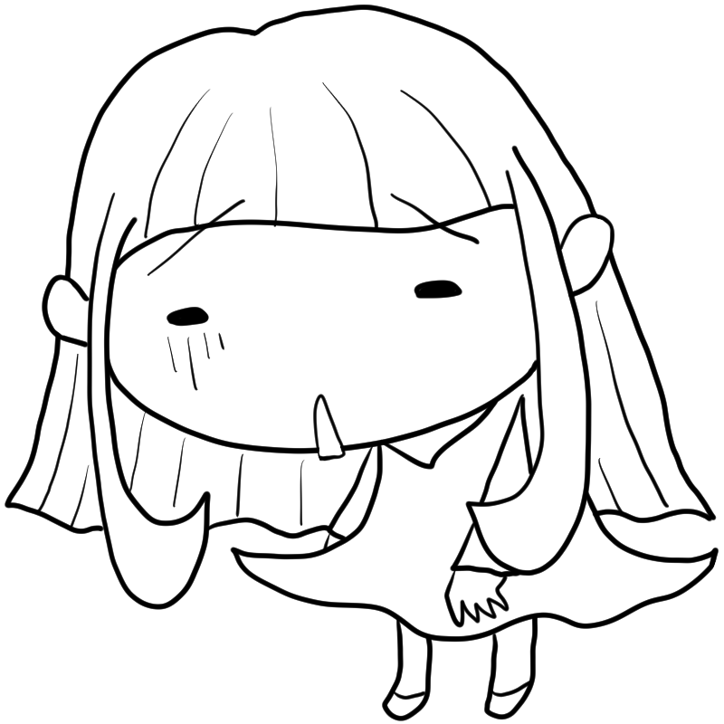 落ち込む女の子のかわいいぬり絵