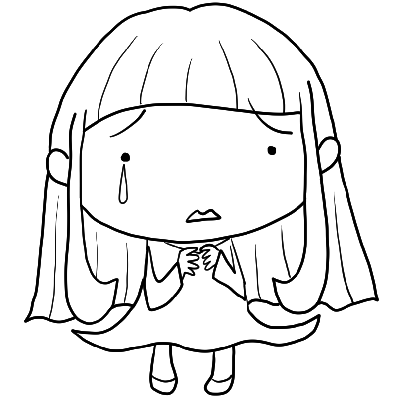 泣く女の子のかわいいぬり絵
