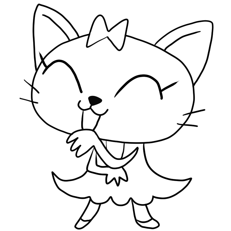 笑うネコのかわいいぬり絵