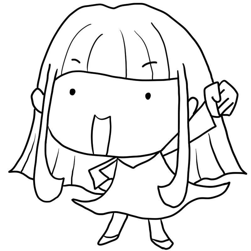 やる気を見せる女の子のかわいいぬり絵