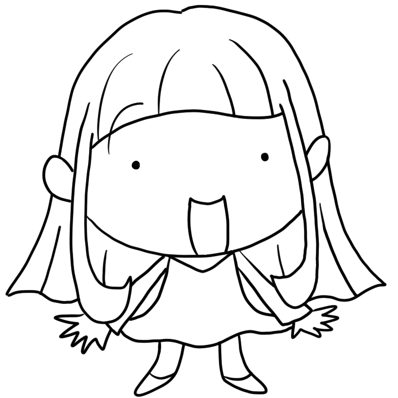 笑顔の女の子のかわいいぬり絵