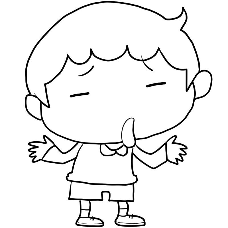 呆れる男の子のかわいいぬり絵