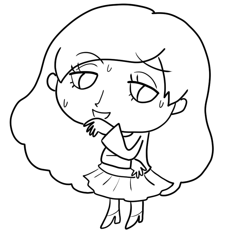 動揺する美女のかわいいぬり絵