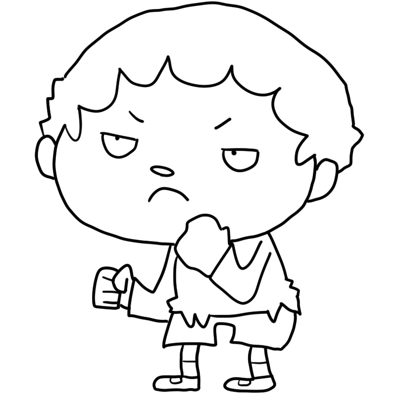 やる気をみせる男の子のかわいいぬり絵