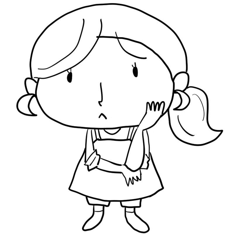 悩むお母さんのかわいいぬり絵