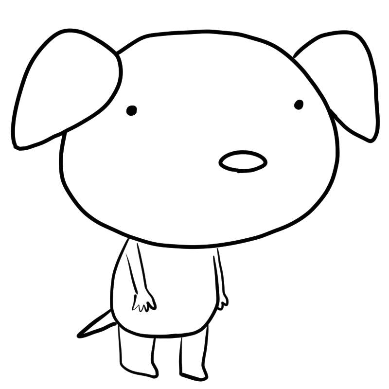 棒立ちの犬のかわいいぬり絵
