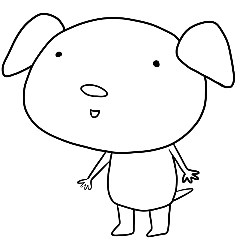 少し笑う犬のかわいいぬり絵