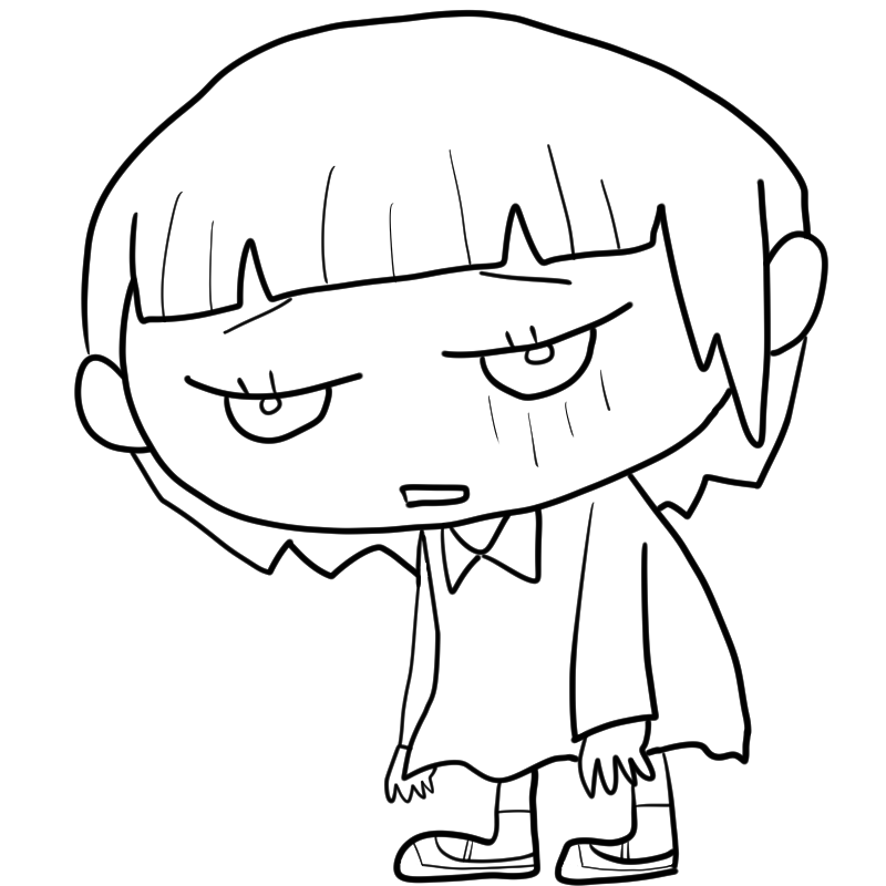 落ち込む女の子のかわいいぬり絵
