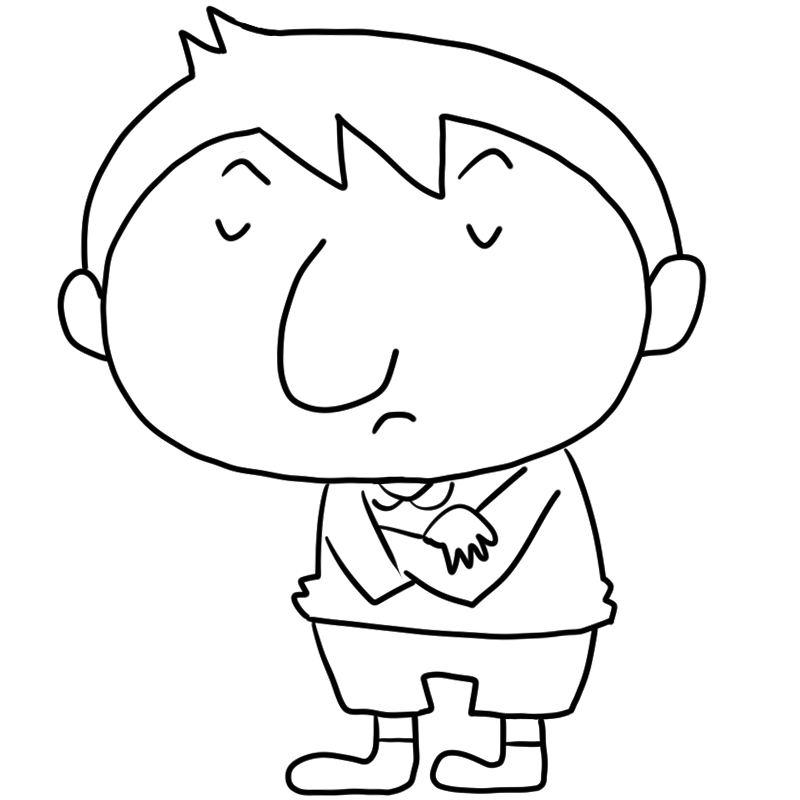考える新米パパのかわいいぬり絵