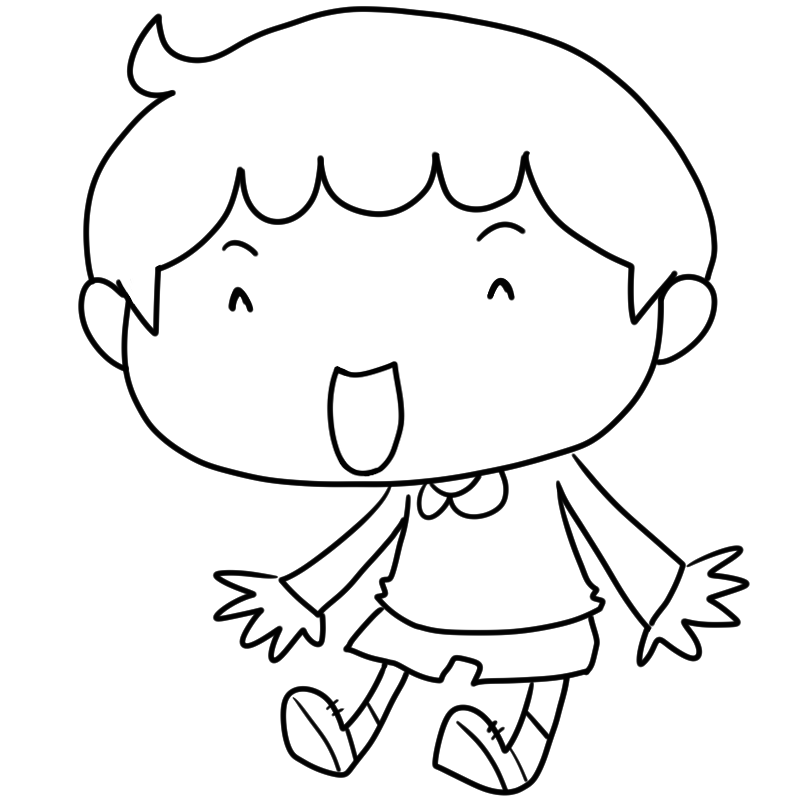 楽しそうな男の子のかわいいぬり絵