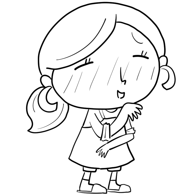 照れる新米ママのかわいいぬり絵