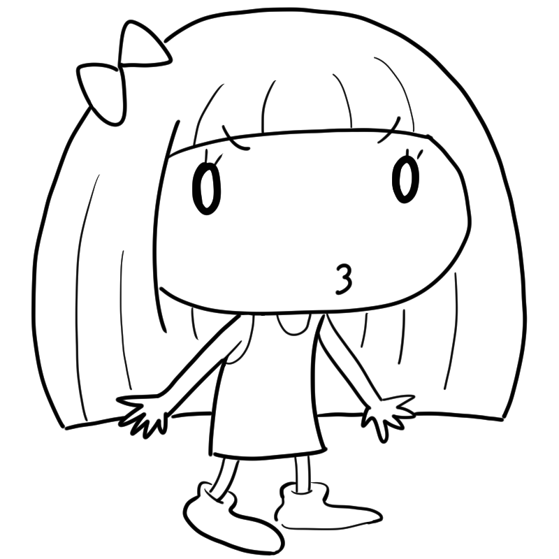 怒る女の子のかわいいぬり絵