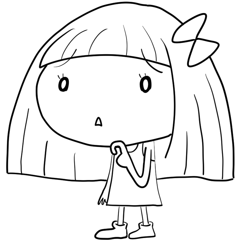 困る女の子のかわいいぬり絵