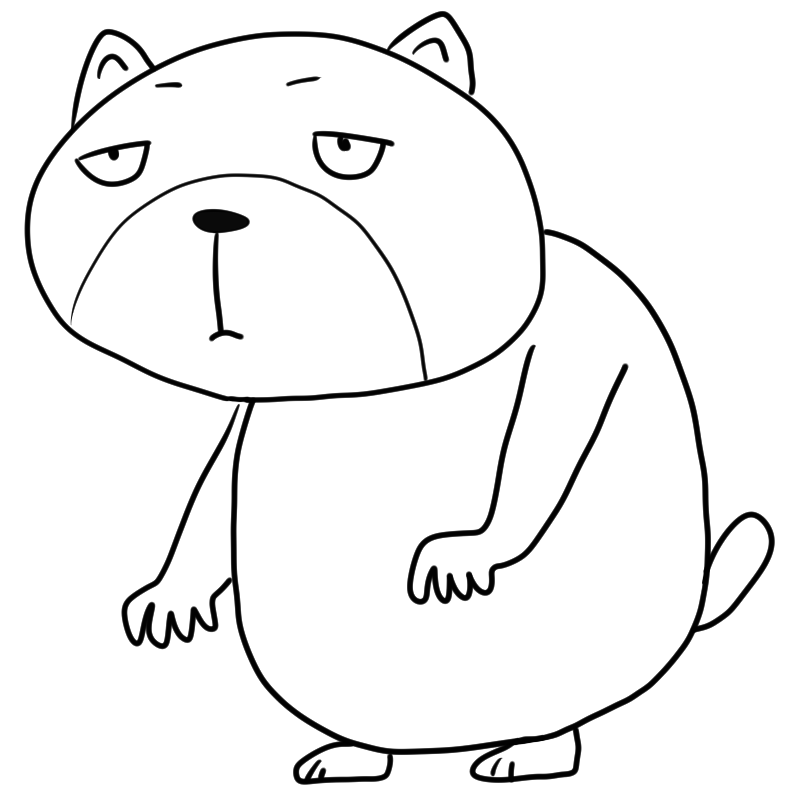 真面目な表情の大きな熊のかわいいぬり絵