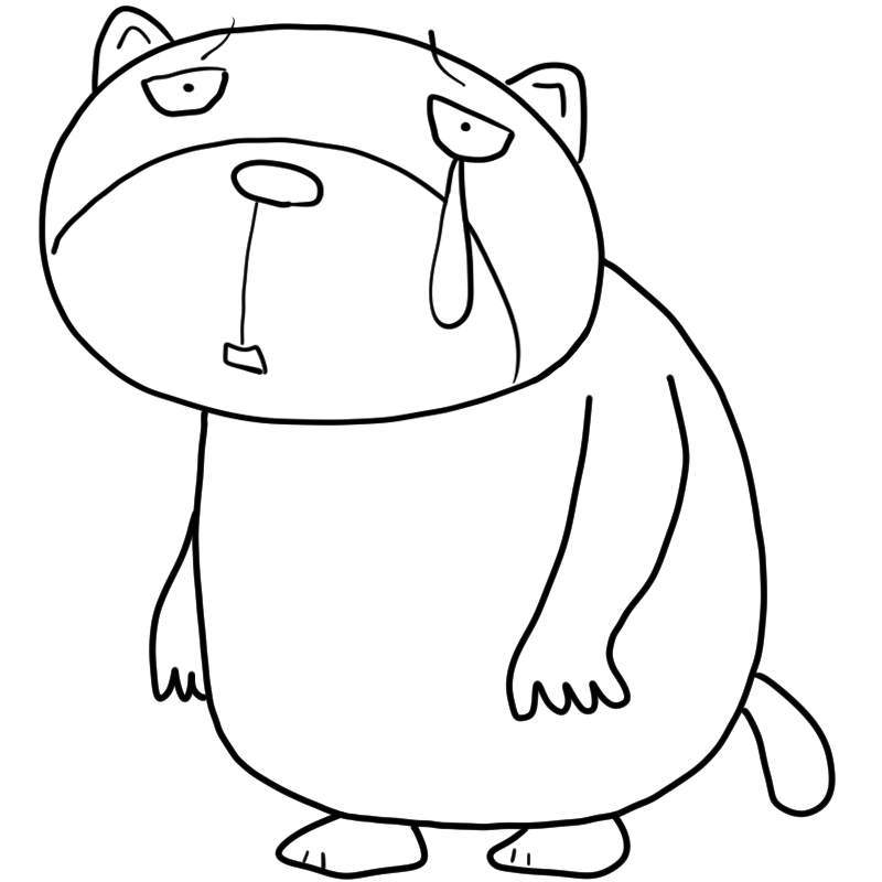 泣く大きな熊のかわいいぬり絵
