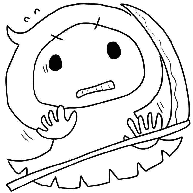 驚く死神のかわいいぬり絵