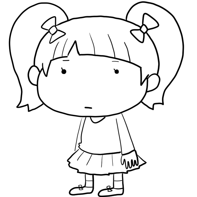 しらける女の子のかわいいぬり絵